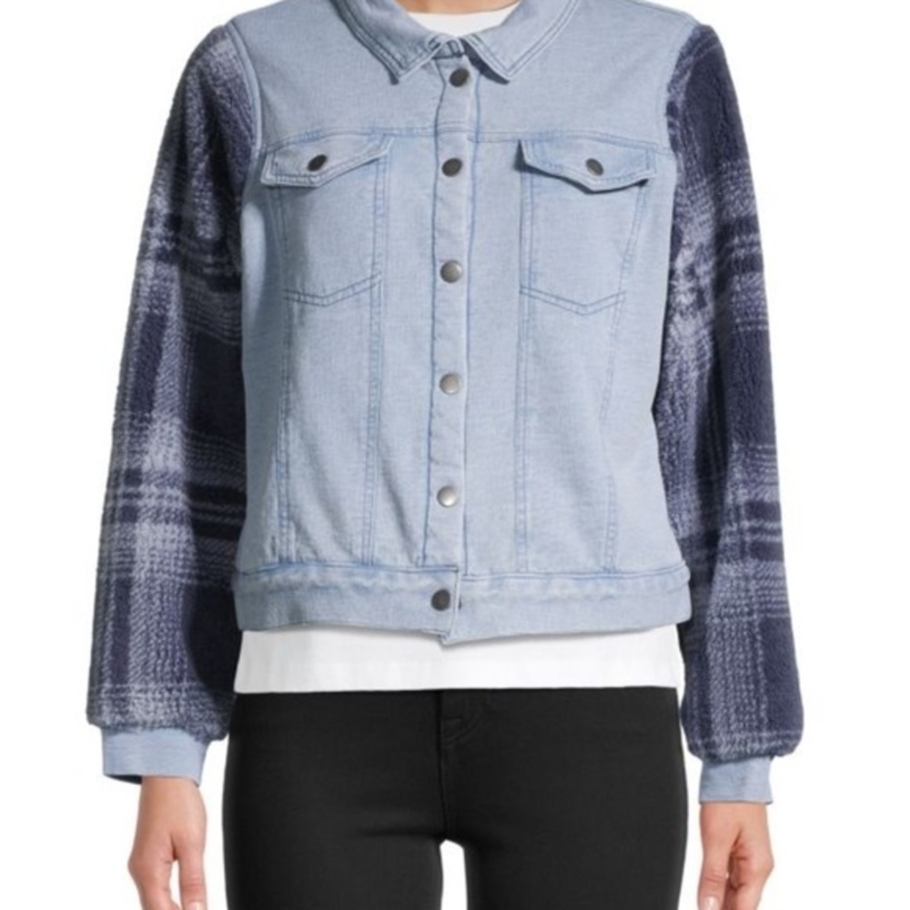 VINTAGE HAVANA Mixed-Media Denim Jacket